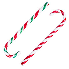 传统的圣诞节手工制作的糖果拐杖孤立的白色背景