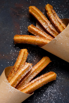 churro糖粉传统的西班牙语街食物