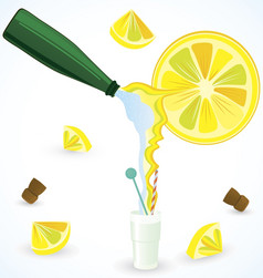 闪闪发光的水混合与新鲜的柠檬汁向量插图