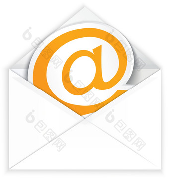 向量插图白色现实的信封与邮件象征