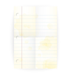 向量老记事本统治空白页面与折叠行而且黄色的污渍白色