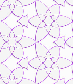 摘要几何无缝的背景白色植物区系漩涡与紫色的大纲模式与减少出纸效果