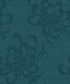 Aster花与粗糙的条纹纹理greenseamless模式花织物集合