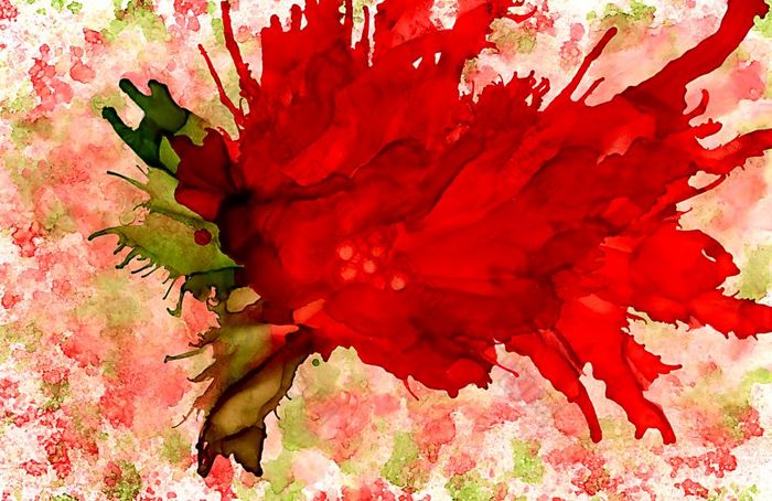 摘要大红色的花texturecolorful背景手画与明亮的油墨和水彩油漆颜色溅和洒出来了创建不均匀艺术现代设计