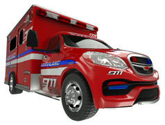 救护车宽角视图紧急服务车辆白色自定义使而且呈现
