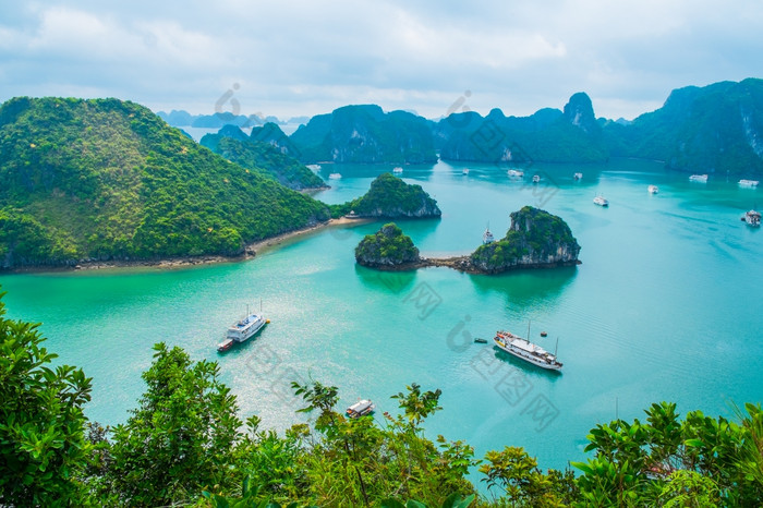 风景优美的视图岛屿向湾越南东南亚洲