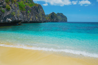 美丽的热带海滩<strong>风景</strong>优美的景观与桑迪海滩海和山岛托儿所巴拉望省菲律宾<strong>东南亚</strong>洲海湾<strong>风景</strong>受欢迎的具有里程碑意义的旅游目的地菲律宾