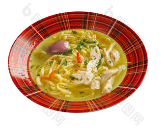 托克马赫鞑靼人的传统的鸡汤与noodlesoriental菜