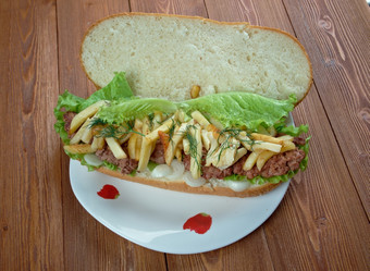 <strong>盖茨比</strong>南非洲sandwichDifferent品种<strong>盖茨比</strong>斯包括马沙拉牛排鸡波罗纳斯维也纳香肠鱿鱼鱼而且烤牛排