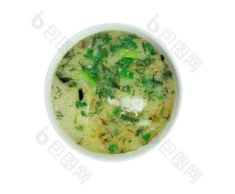 Chikhirtma传统的格鲁吉亚汤使与丰富的鸡肉汤哪一个增厚与殴打鸡蛋