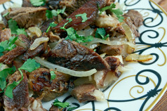 库尔达克传统的肉菜使中央亚洲特别是在的柯尔克孜族