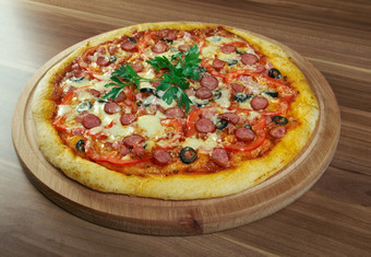披萨Diabola意大利蒜味腊肠而且辣的<strong>卡</strong>拉布里亚的胡椒
