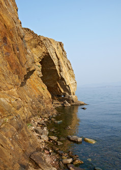 湖洞穴马洛更多的海峡视图角乌尤加贝加尔湖湖