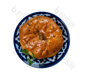 buuz蒸饺子填满与肉蒙古厨房亚洲传统的各种各样的菜前视图