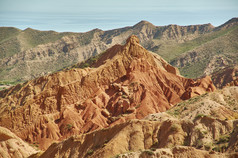 仙女演讲峡谷岩石形成的issyk-kul湖吉尔吉斯斯坦中部亚洲