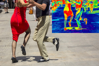 热和真正的图像街舞者执行探戈