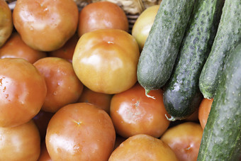 辣椒黄瓜和生菜细节新鲜的蔬菜健康的生活方式食物饮食和健康