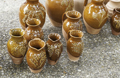 花瓶粘土工艺细节粘土罐子手工制作的传统的工艺品西班牙陶器