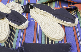 西班牙语鞋手工制作的鞋细节典型的和传统制造手工艺品