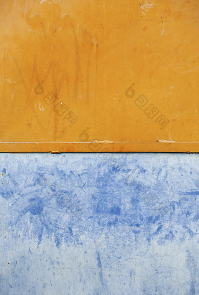 墙颜色细节墙画颜色橙色和蓝色的变形背景