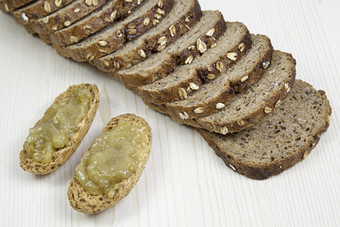 早餐与黑麦面包细节健康的食物健康的生活