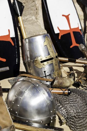 细节古老的中世纪的护甲繁殖保护服装战斗<strong>十字军</strong>东征战争