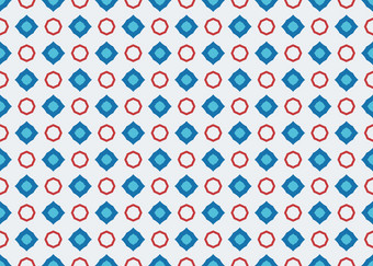无缝的几何模式设计插图背景纹理蓝色的红色的和白色颜色
