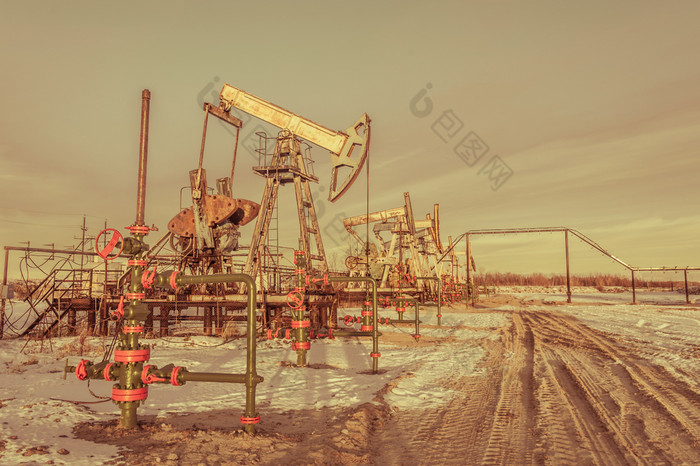 石油泵杰克石油场提取石油石油概念健美的泵杰克提取石油石油概念