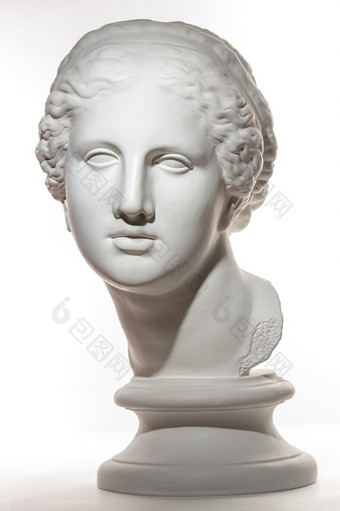 白色石膏复制古老的雕像金星米洛头为艺术家白色背景石膏雕塑女人脸石膏复制古老的雕像金星头孤立的白色背景石膏雕塑女人脸