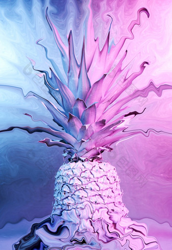 拼贴画与菠萝充满活力的大胆的梯度全息颜色有创意的概念艺术风格有创意的色彩斑斓的霓虹灯图像与菠萝流行艺术模式和超现实主义的风格海报电子杂志文化拼贴画与菠萝充满活力的大胆的梯度全息颜色有创意的概念艺术风格