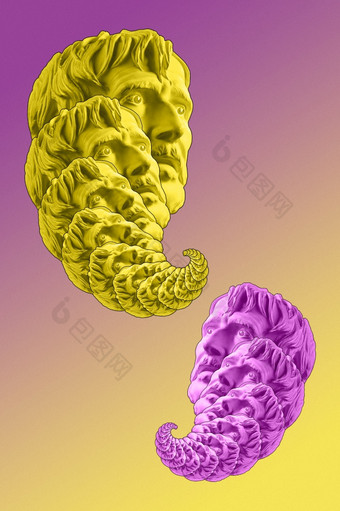 拼贴画与石膏古董雕塑人类脸流行艺术风格现代有创意的概念图像与古老的雕像头电子杂志文化当代艺术海报复古的设计时髦的极简主义拼贴画与石膏古董雕塑人类脸流行艺术风格现代有创意的概念图像与古老的雕像头电子杂志