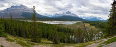 全景图像的萨斯喀彻温省河冰原百汇班夫国家公园阿尔伯塔省加拿大