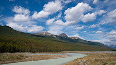 全景图像的阿萨巴斯卡河碧玉国家公园岩石山阿尔伯塔省加拿大