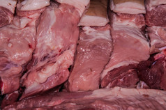新鲜的肉猪肉出售城市市场和的集市