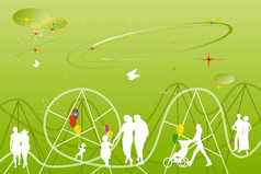 画主题公园与游乐设施而且庆祝活动为家庭与孩子们玩球附近大