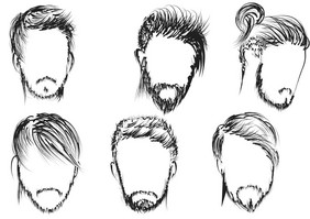 发型集男人发型向量插图