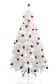 圣诞节白色树与红色的饰品