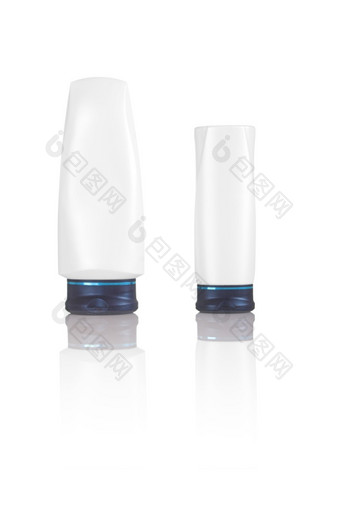 两个白色化妆品瓶与反射白色