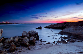 美丽的日落海滩南欧洲