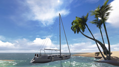 热带风景与游艇使软件