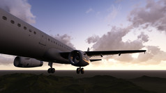 白色乘客飞机飞行的天空使软件