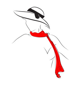 女人优雅的帽子而且红色的围巾