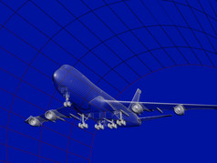 模拟飞机模型被分析了风隧道为空气动力学影响它的结构