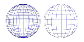 线框两个球体孤立的白色背景