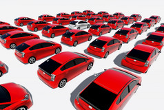 数百红色的汽车一个白色使软件