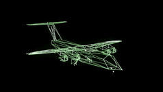 飞机线框架模型孤立的黑色的呈现