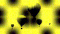 插图热空气气球飞行在黄色的背景