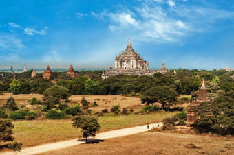 旅行风景而且目的地令人惊异的体<strong>系</strong>结构老<strong>佛</strong>教寺庙蒲甘王国缅甸缅甸