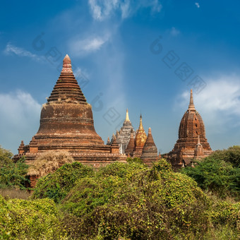 旅行风景而且目的地令人惊异的体系结构老佛教寺庙蒲甘王国缅甸缅甸