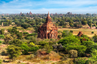 旅行风景而且目的地令人惊异的体系结构老佛教寺庙蒲甘王国缅甸缅甸